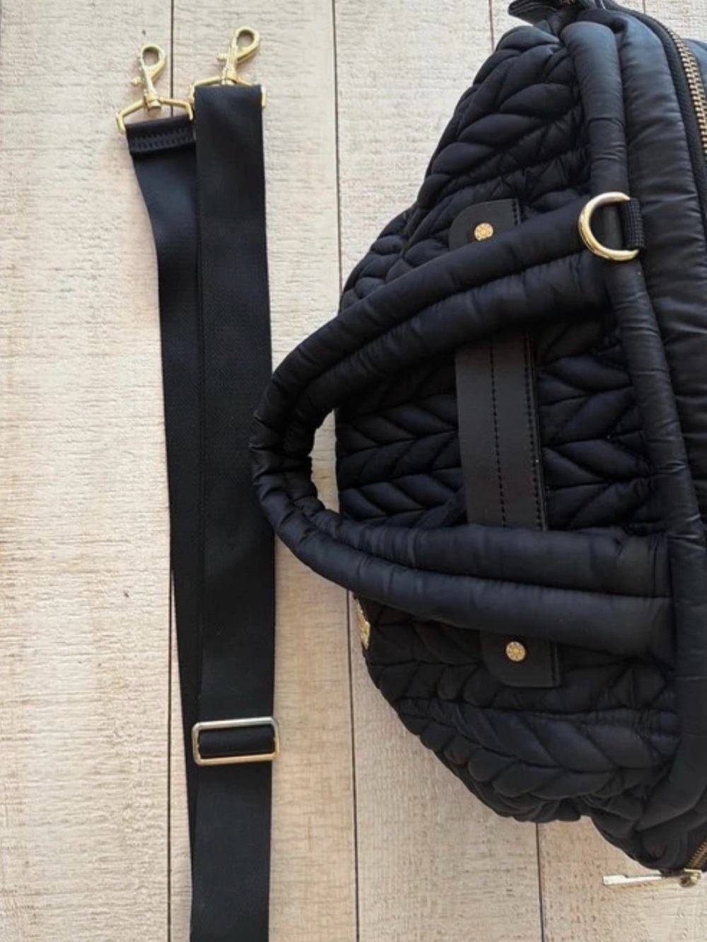 HAPP Paige Carryall Black Quilted Tote - Picture 3 of 13